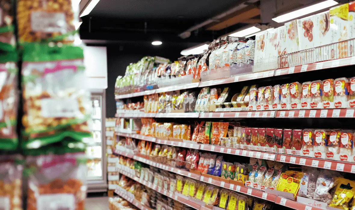 Consumer packaged goods on shelf