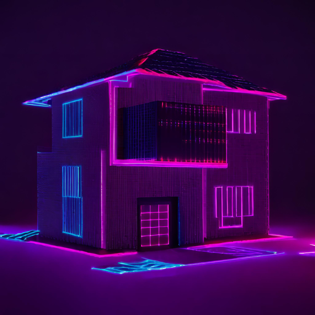 model of house in neon colors
