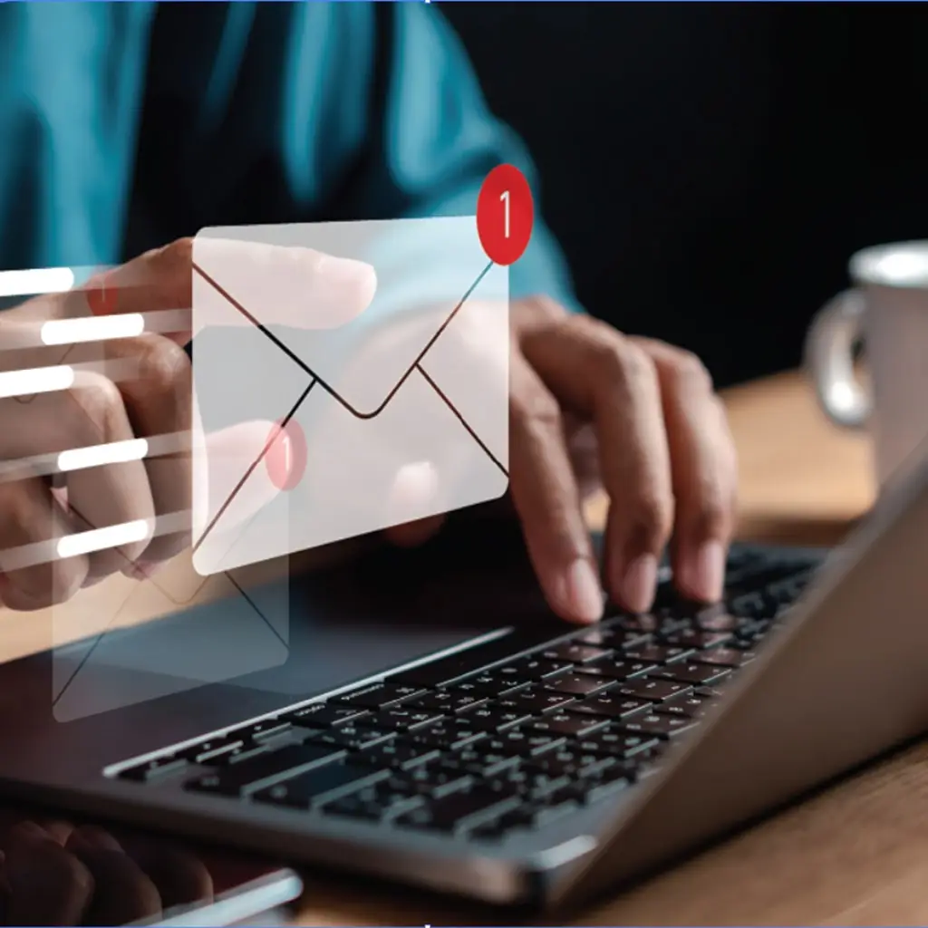 Person looking at EDI and API compliant version of email