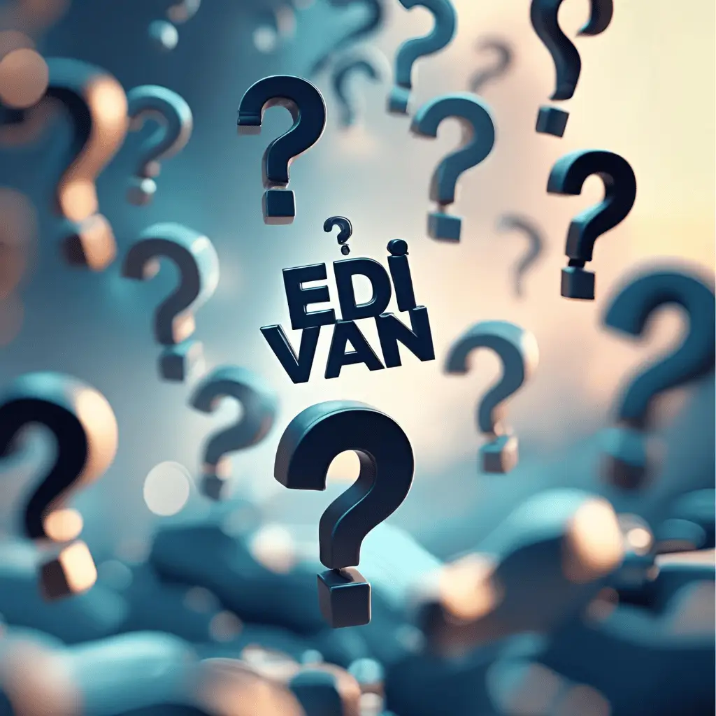 The words "EDI VAN" surrounded by question marks in blue and yellow