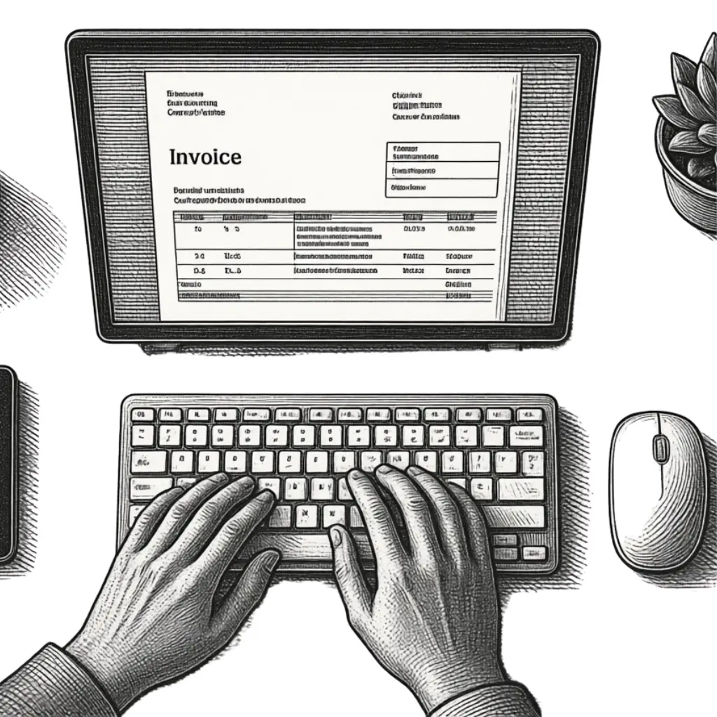 Picture of person manually rekeying invoice