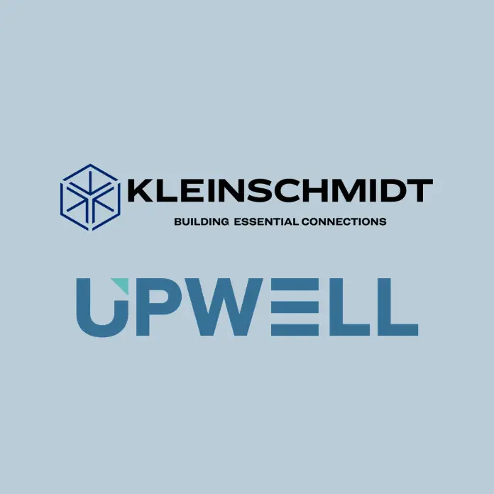 Kleinschmidt and Upwell logos on teal background