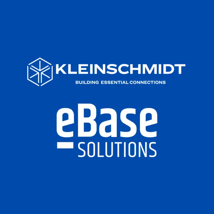 Logos for the announcment Kleinschmidt, an EDI VAN, acquires eBase Solutions