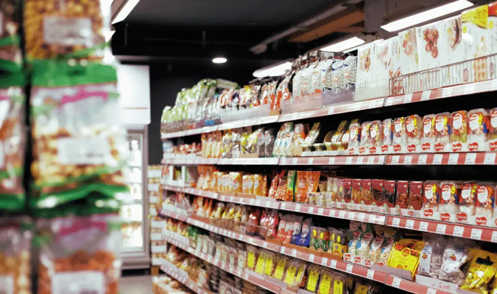 Consumer packaged goods on shelf